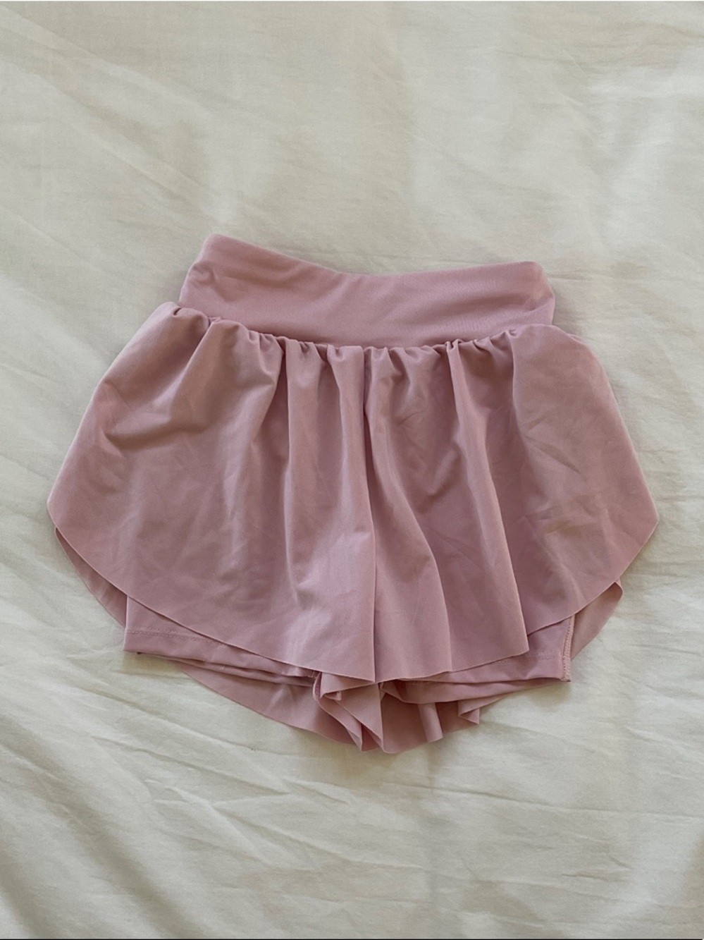Women's Light Pink Layered Skort with Elastic Waistband